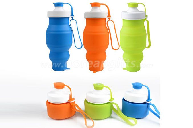 Medical Grade Silicone Leak Proof Foldable Sports silicone Collapsible Water Bottle 500ml