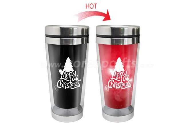 Christmas Gifts ,450ml double wall stainless steel color changing mug 