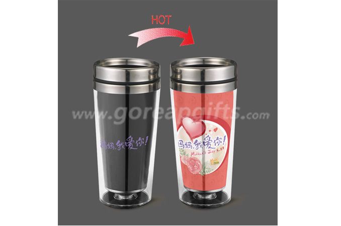 Mother's Day gifts 450ml double wall heat color changing stainless steel water bottle