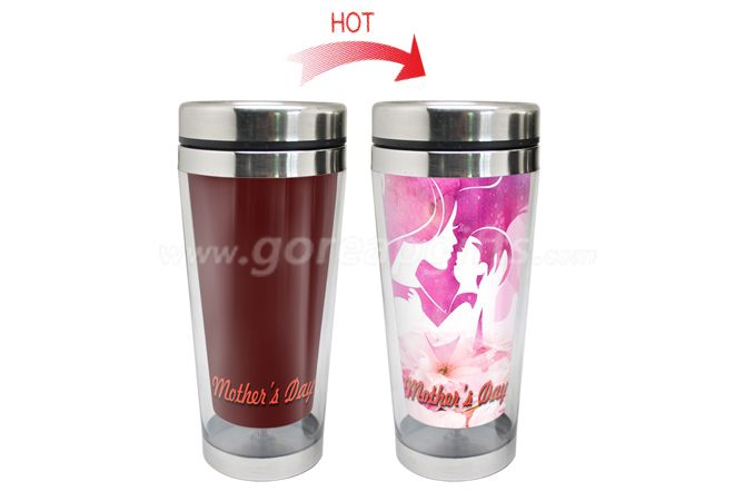 Mother's Day gifts 450ml double wall heat color changing stainless steel water bottle 
