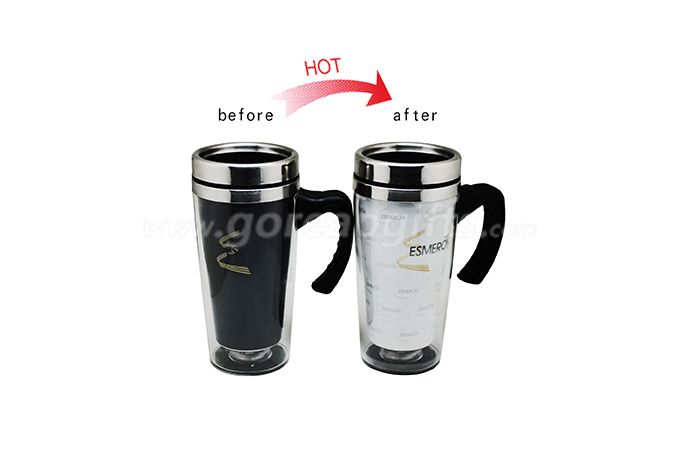 Manufacturer double wall heat sensitive color changing stainless steel mug