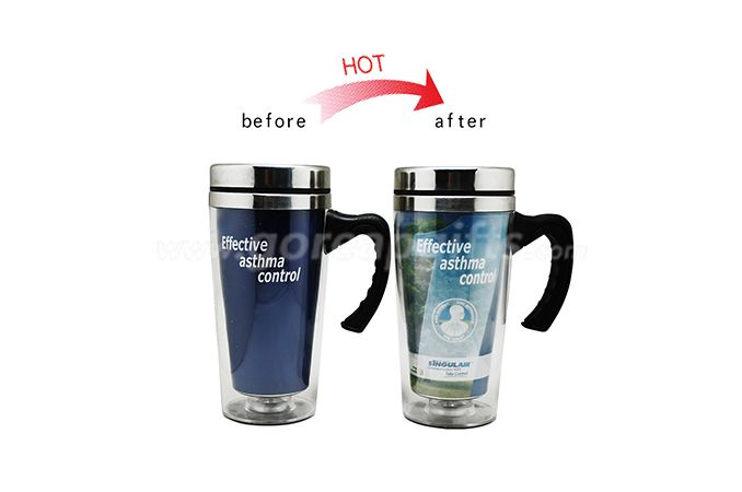 Advertising auto cup color changing travel mug stainless steel - plastic mug for wholesale