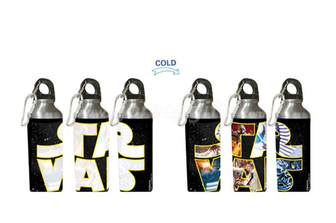 500ml Manufacturer cold color changing aluminum water bottle with SS keychains 