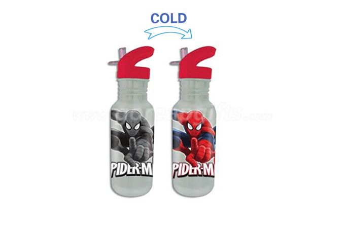 Spiderman Promotional gifts color changing sports aluminum water bottle