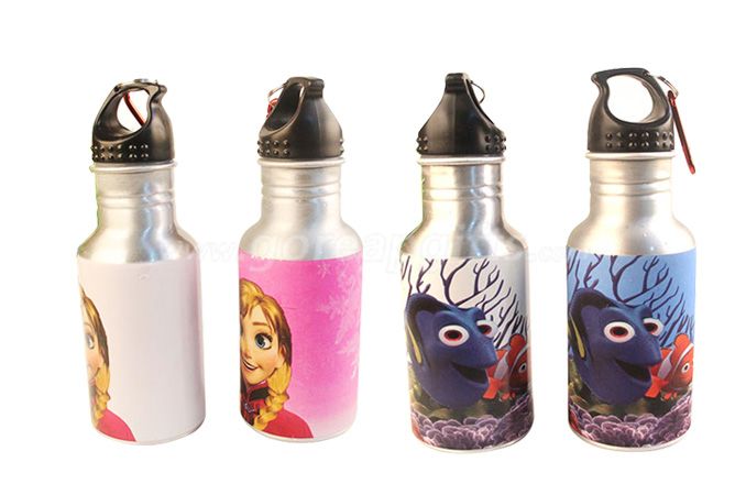 Manufacturer cold color changing aluminum water bottle with SS keychain 