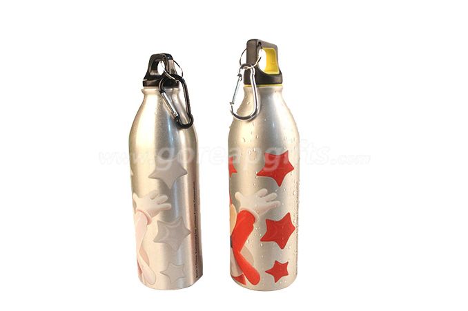 Cold color changing aluminum water bottle with kepchain ,sports water bottle manufacturer 