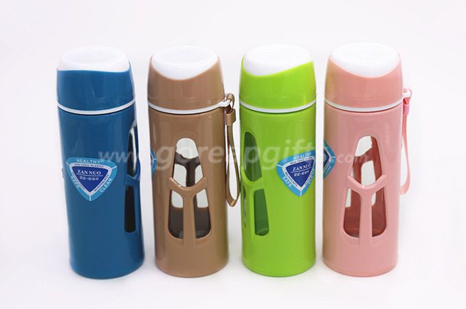 480ml Glass Water Bottle - Eco-friendly Borosilicate Glass with plastic sleeve for Outdoor