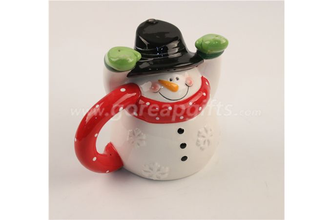 Foodgrade safe snowman ceramic mugs with lid 