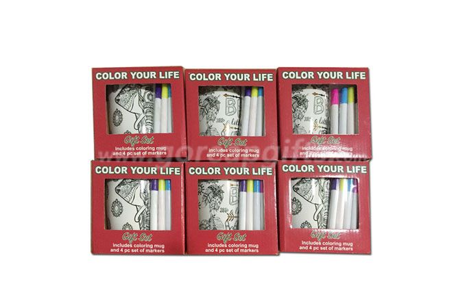 16OZ coloring ceramic  mug with  special coloring pen  and markers