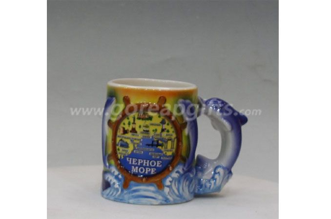 Special shape dolomite ceramic beer mug 