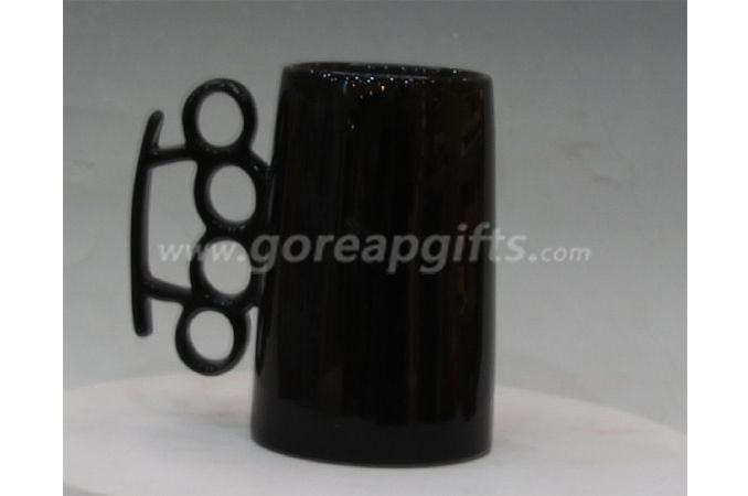 Special shape black glazed ceramic coffee mug 