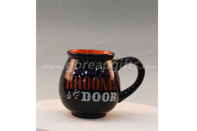 Spcial shape black glazed ceramic coffee mug 