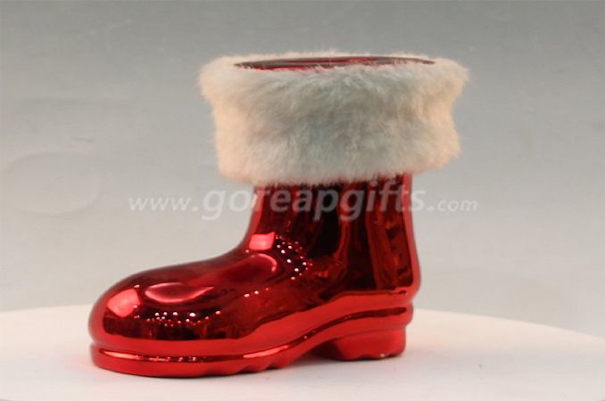 Red snow shoe  electroplated ceramic  money box piggy bank ceramic coin bank