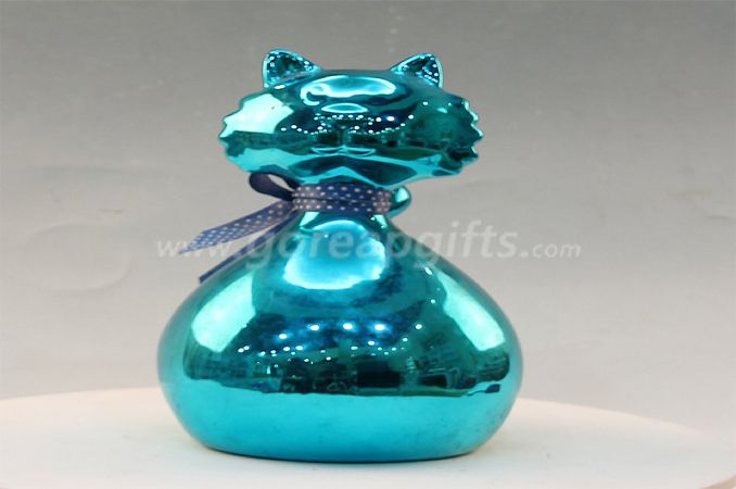 Blue cat ceramic electroplating Piggy Bank