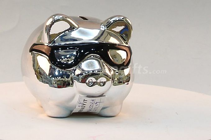 Wholesale ceramic electroplating silver  piggy banks dolphin saving money bank