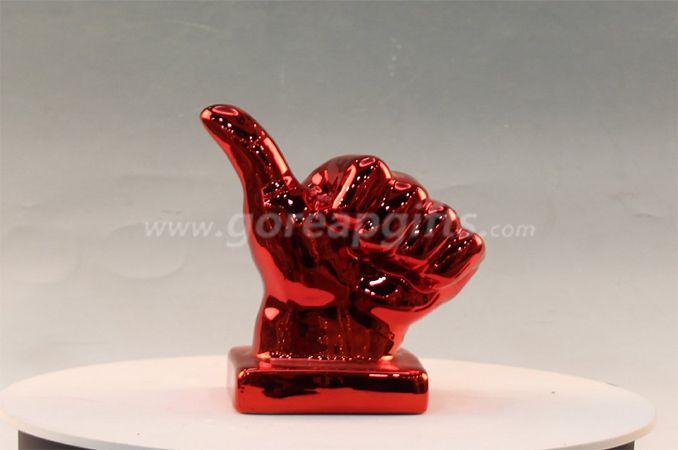 Thumps Up Electroplated money box Ceramic money box,ceramic piggy bank,ceramic coin bank