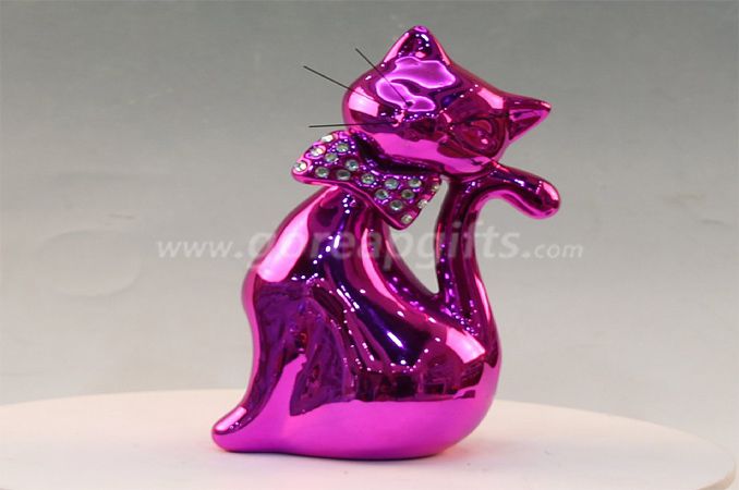 Purple cat electroplated money box Ceramic money box,ceramic piggy bank,ceramic coin bank