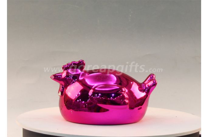 Rose pink  hens Ceramic Electroplating Piggy Bank