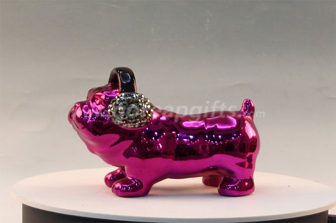 Purple pet dog Ceramic Electroplating Piggy Bank