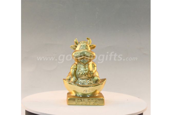 Gold bull wholesale ceramic electroplating gold piggy banks  saving money bank