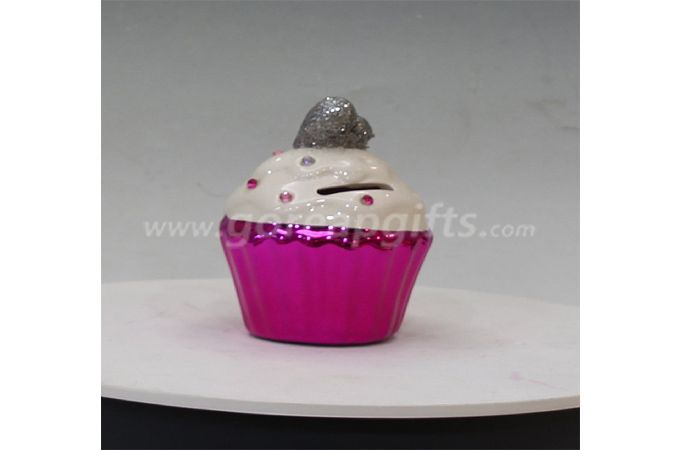 Pink cake Ceramic Electroplating Piggy Bank