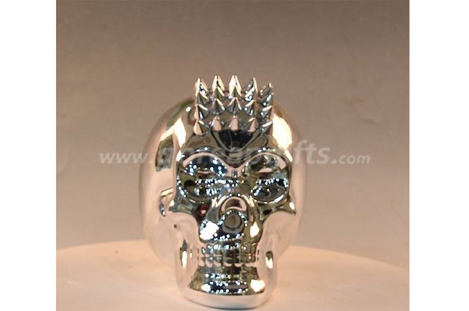 Skull silver  electroplated ceramic  money box piggy bank ceramic coin bank