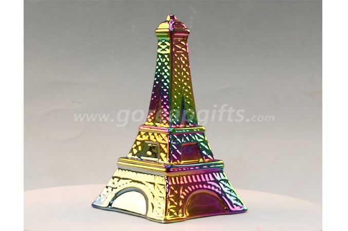 Tower  electroplated ceramic  money box piggy bank ceramic 