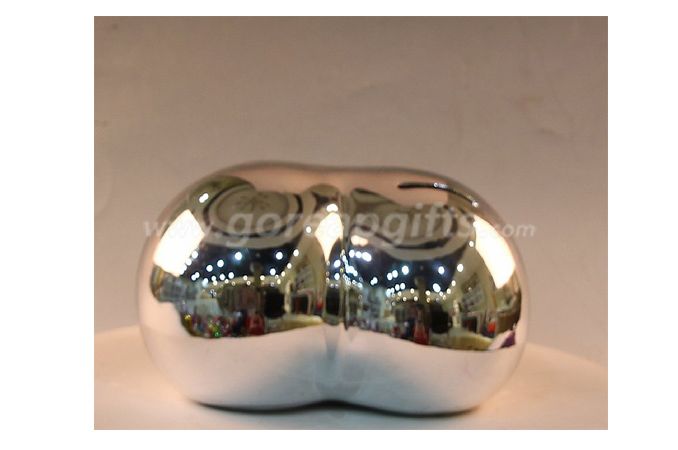 Gold heart  chrome plated ceramic piggy coin bank as advertising gift