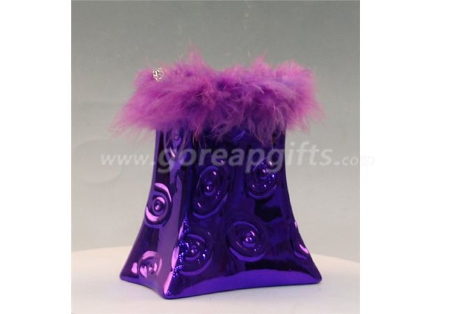 Purple fashion bag Ceramic Electroplating Piggy Bank