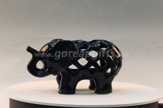 Black glazed home decoration ceramic bull 