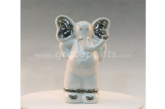 Electricplated elephant ceramic home decoration 