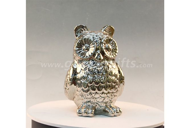 Electricplated owl creative ceramic ware home decoration 