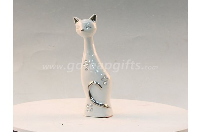 Cat with diamond home decoration ceramic ware 