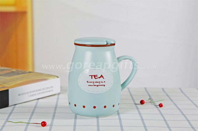 Bule color  imitated Enamel yogurt  mug made of Ceramic, creative Advertising mug