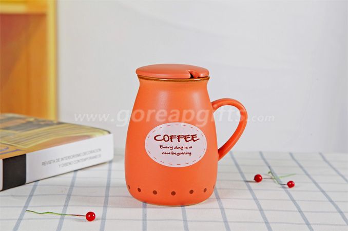 Orange color  imitated Enamel yogurt  mug made of Ceramic, creative Advertising mug