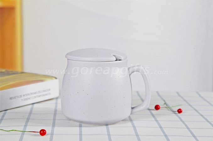  High quality promotional imitation enamel 9oz cereamic mug with ceramic lids