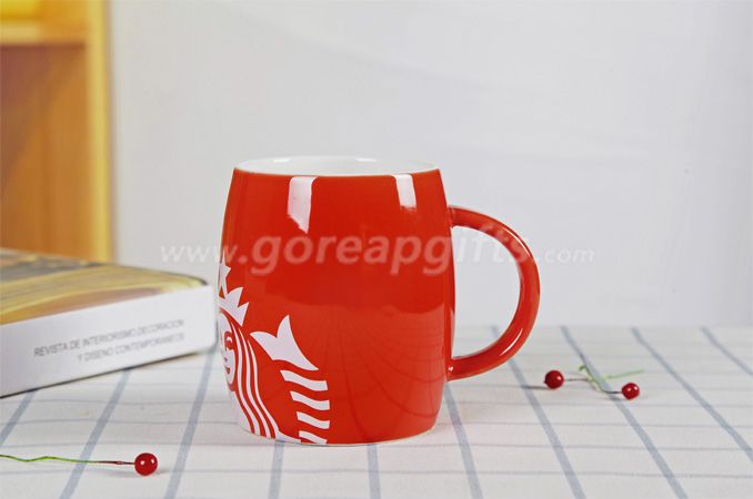 Red glazed starbuck ceramic coffee mugs factory produce