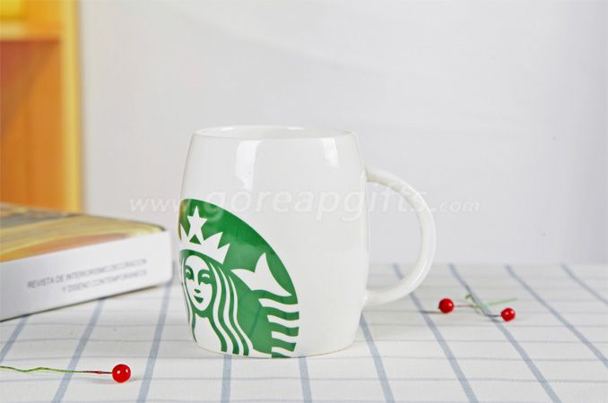 White glazed starbuck ceramic coffee mugs factory produce