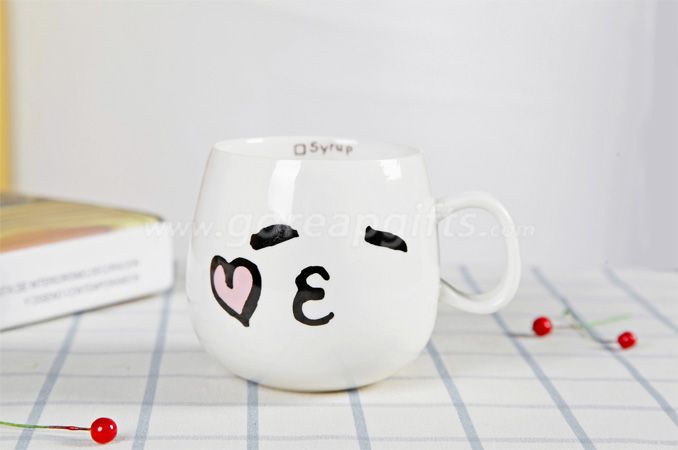 Personality ceramic cute expression mug 300ml customized milk coffee cup with lid and spoon for gift