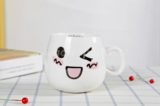 Factory Personality ceramic cute expression mug 300ml customized milk coffee cup 