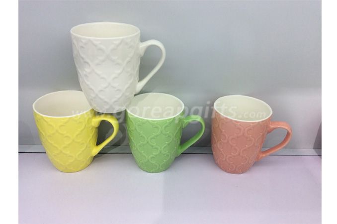 Colorful  embossed Ceramic coffee mug drinking tea cup 