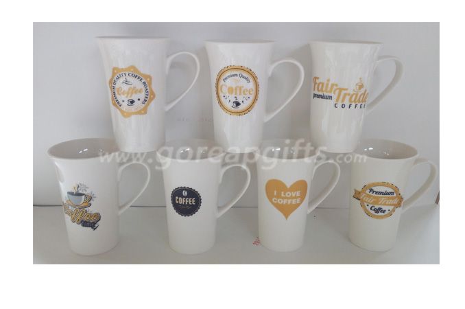 16OZ white glazed ceramic coffee mug with customized design 