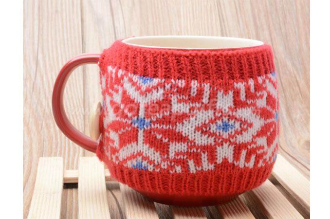 Winter Christmas Holiday Cozy Knitted Tea and Coffee 14 Oz Santa Sweater Gift Ceramic Mug