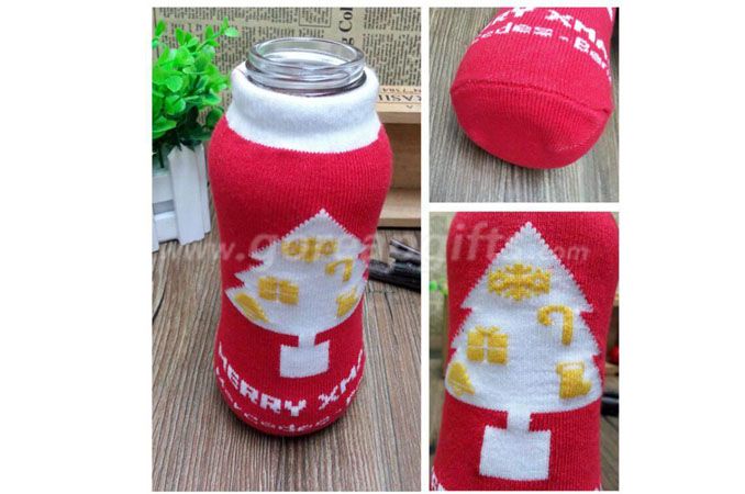 Glass water bottle with knitted sleeve 