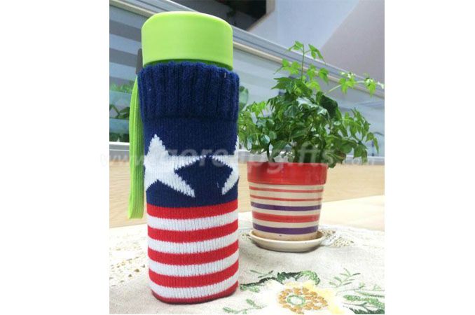 Wholesale knitted sleeve glass mug with glass mugs warmer 