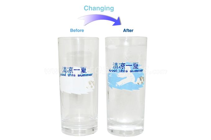 Customized glass 350ml drinking glass cup with cold color changing