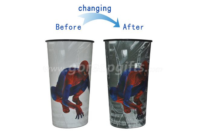 Spiderman magic plastic bevarage water beer cold color changing cup for sale