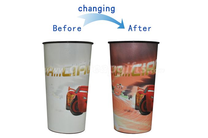 Plastic cup printing/change color plastic cup/250ml disposable plastic cup