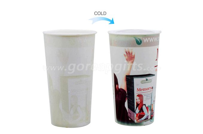 Temperature sensor color changing plastic cup with custom logo